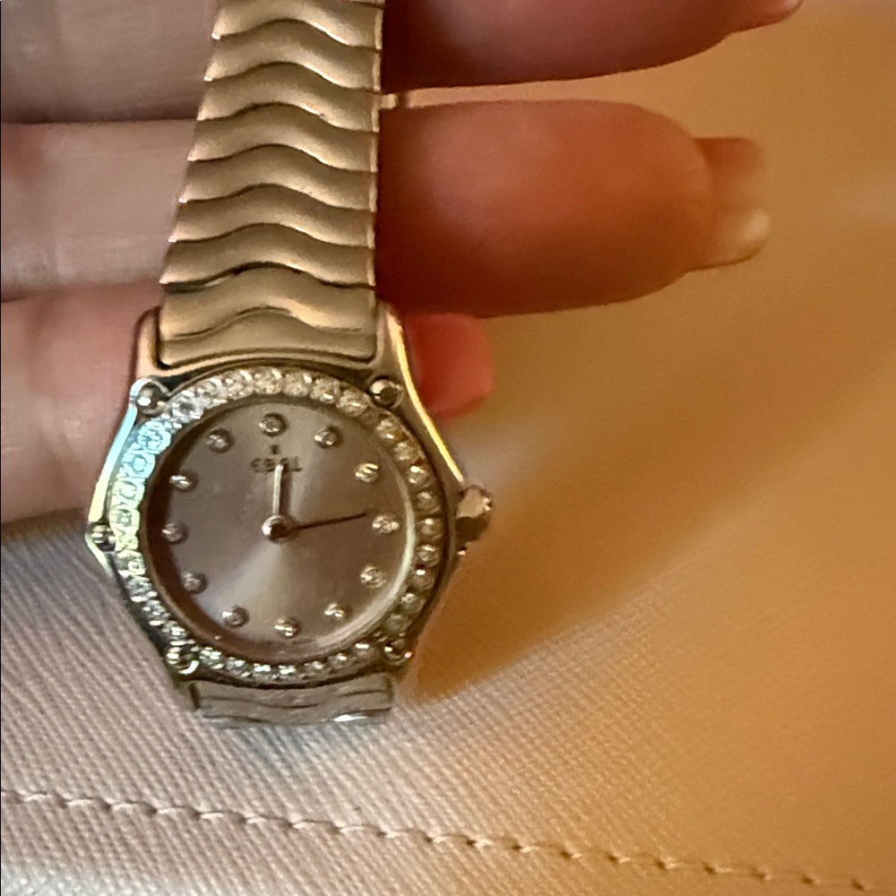 Elegant Silver Crystal-Studded Watch